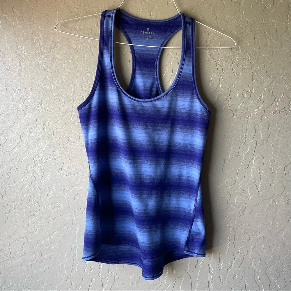Athleta Chi Ombré blue stripe tank top small - Picture 2 of 11